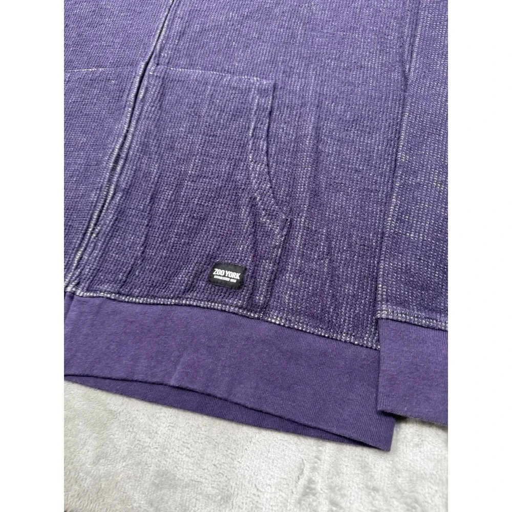 Vintage Zoo York Jacket Mens XXL 2XL Purple Full Zip Thermal Hoodie Hip Hop Y2K